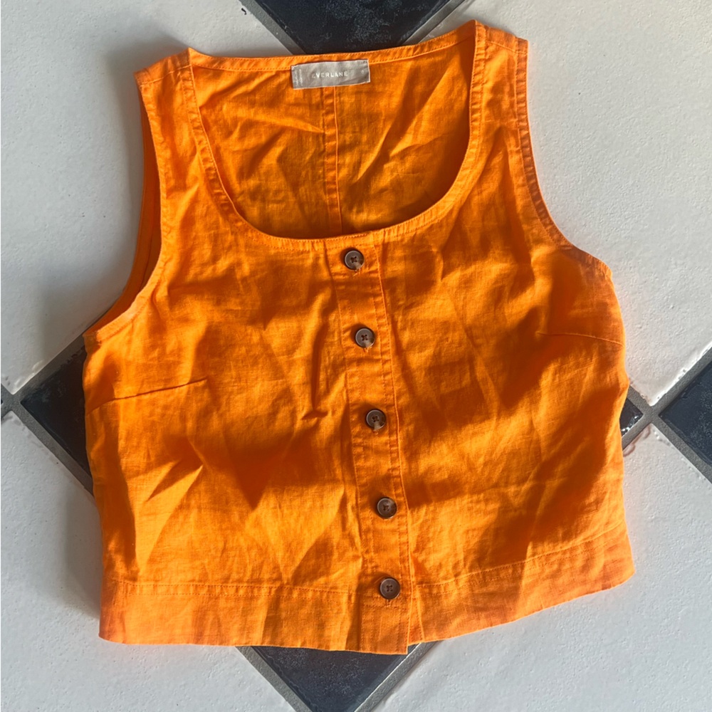 Everlane Bright Orange Linen Top